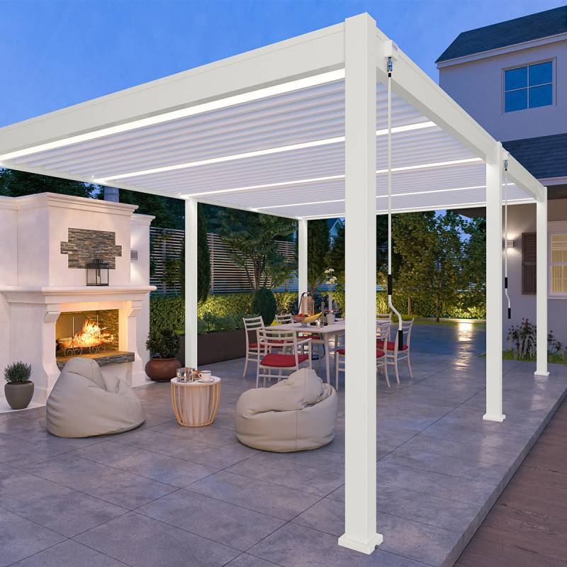 Ombrea - Pergola bioclimatique Ombréa autoportante VS - 4x6M Blanc + 2 stores - Image 3