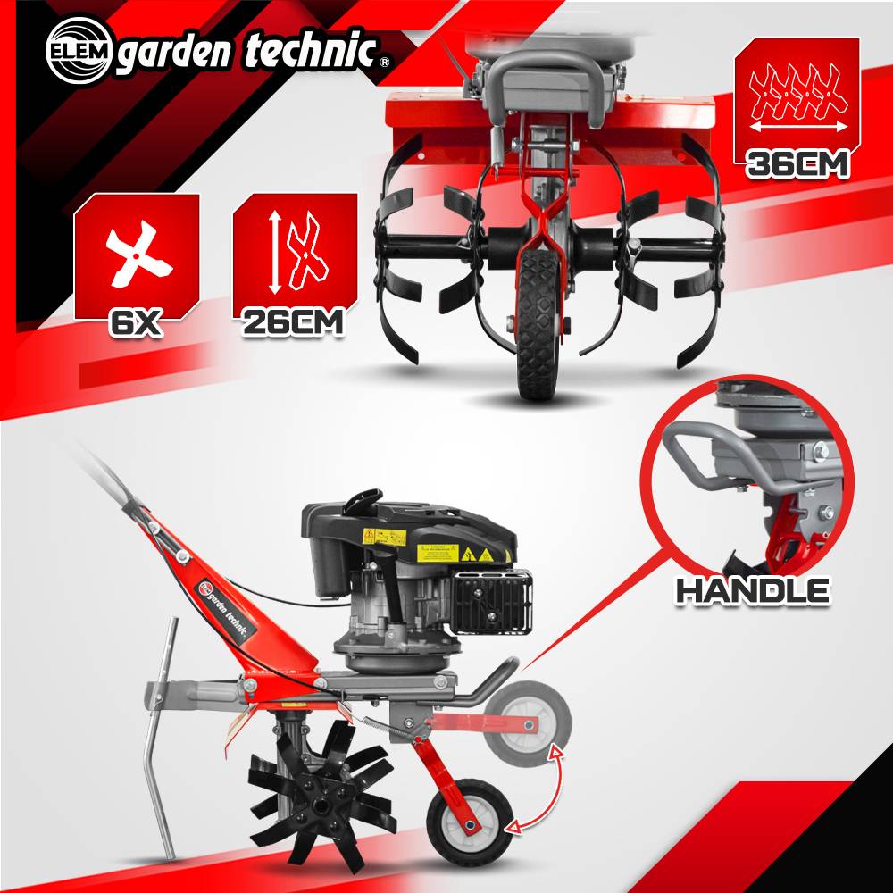 Elem Garden Technic - Motoculteur thermique 139cc - 4 fraises - largeur de travail 36cm - Elem Garden Technic - Image 4