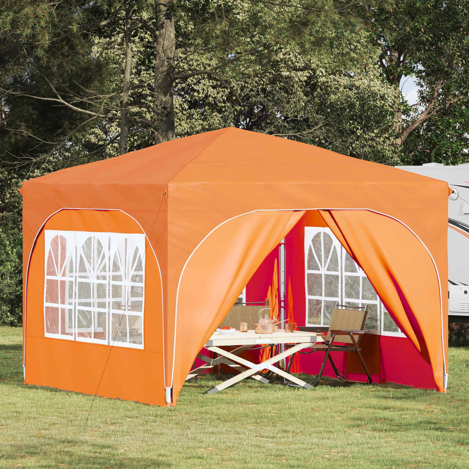 ComfortXL - Tente de réception pliante tissu Oxford pour jardin avec parois latérales 290x290cm Orange - ComfortXL Outdoor Living - Image 1