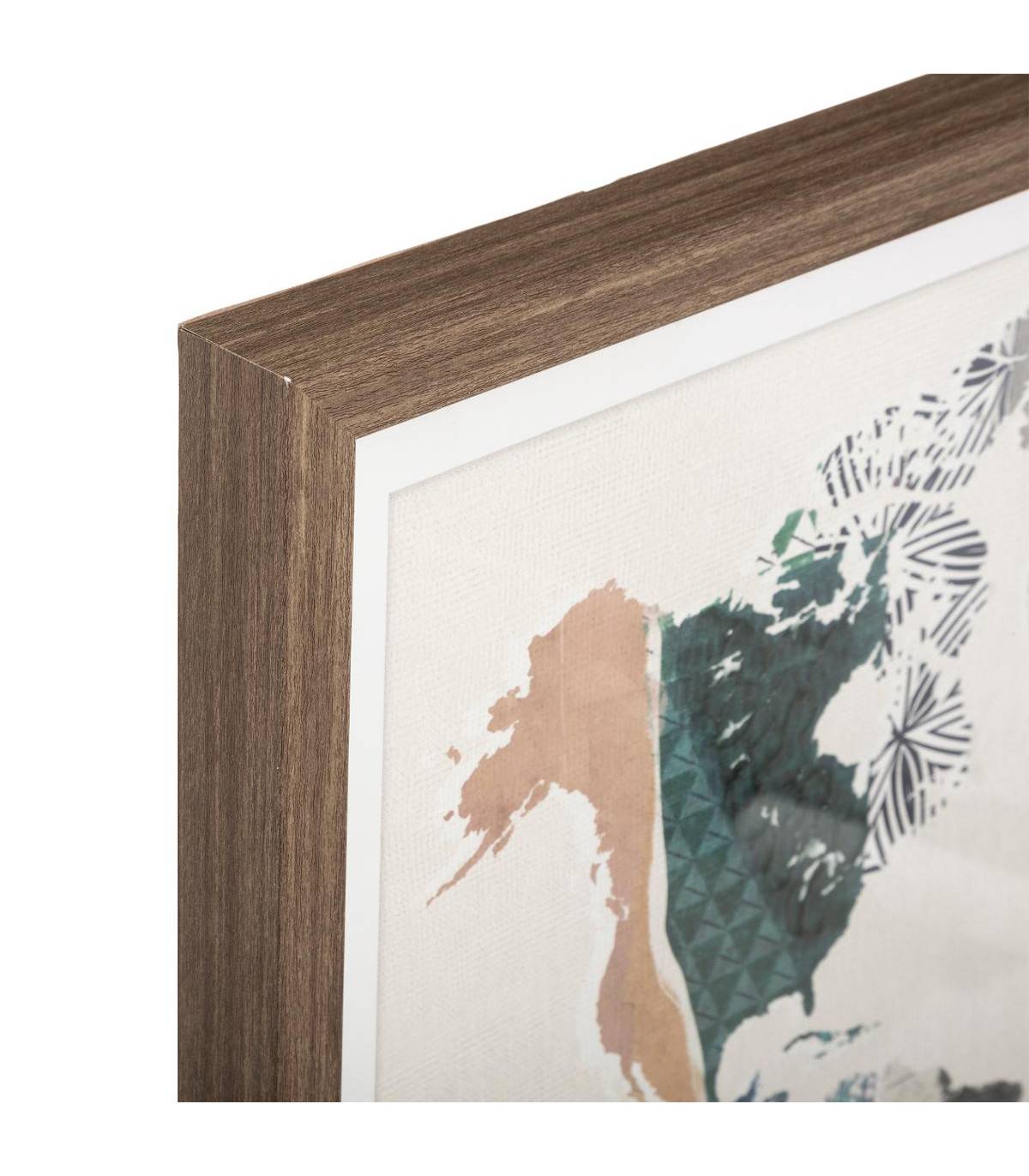 Cadre décoratif Carte du Monde en Bois et Verre 80 x 50 cm - Image 2