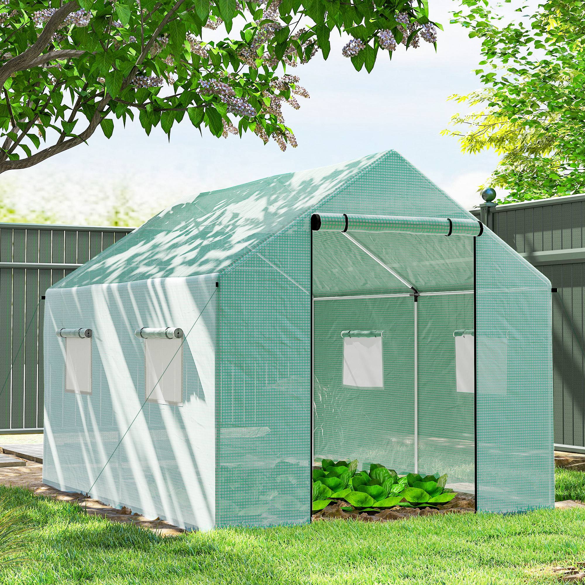 Sans Marque - Serre tunnel 2 x 3 x 2 m avec 4 fenêtres grillagées et porte zippée, serre potagère pour serre - Image 3
