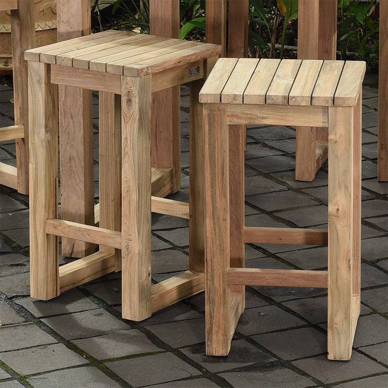 Tabouret haut en teck recyclé Toscagne - Gecko Jardin - Image 5
