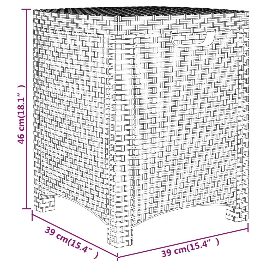Coffre boîte meuble de jardin rangement 39 x 39 x 46 cm rotin pp marron - Image 6