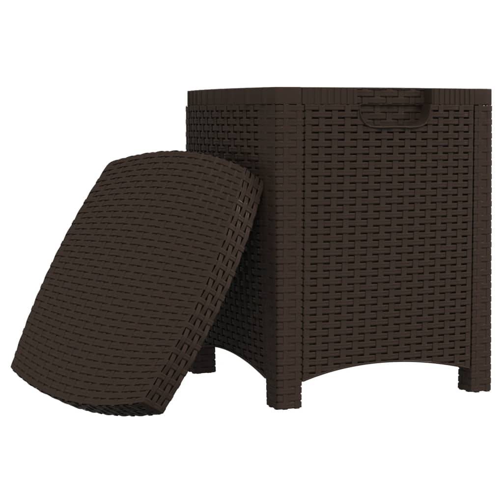 Coffre boîte meuble de jardin rangement 39 x 39 x 46 cm rotin pp marron - Image 4