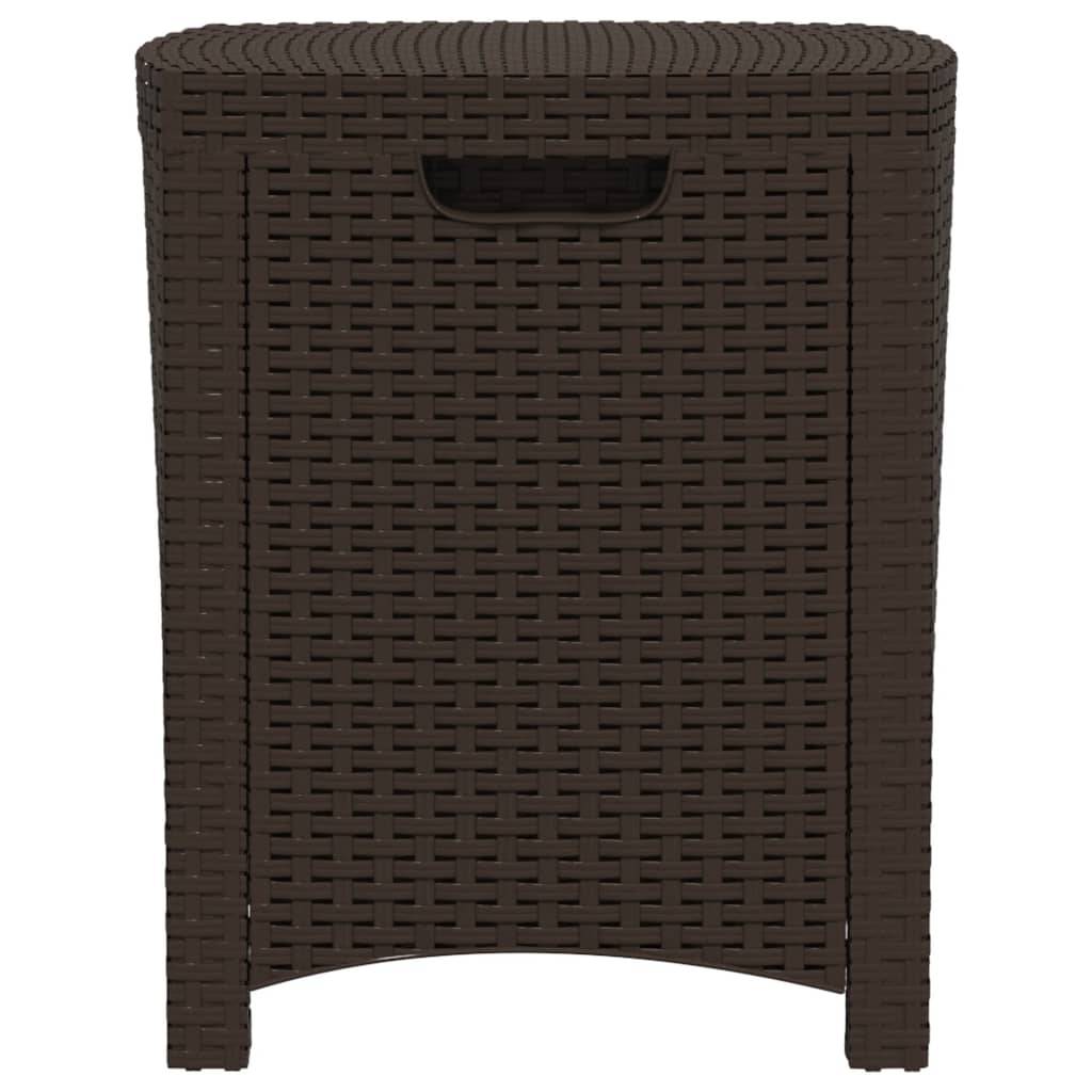 Coffre boîte meuble de jardin rangement 39 x 39 x 46 cm rotin pp marron - Image 2