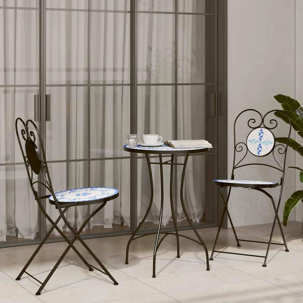 Maison Chic - Ensemble de bistro | Mobilier d'extérieur mosaïque bleu et blanc fer et céramique Maison Chic - Image 2