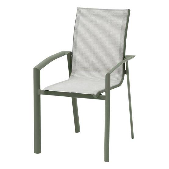 Hesperide - Fauteuil de jardin empilable "Axant" vert olive & vert laurier aluminium et texaline Hespéride - Image 2