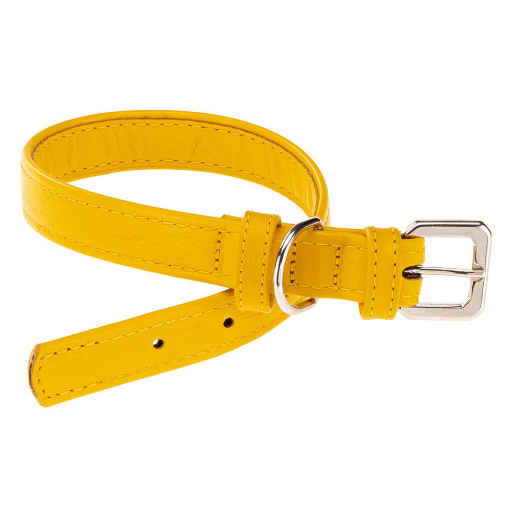 Ferplast - Collier pour Chiens VOGUE CF20/39, Cuir Véritable, Réglable, Boucle en Métal, Jaune - Image 1