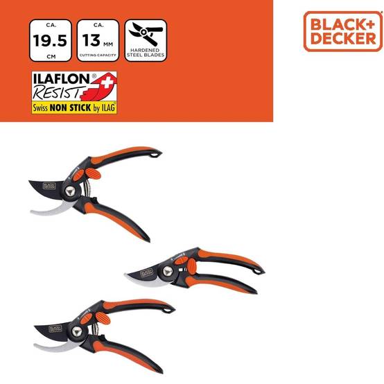 Sécateur de jardin 19.5cm Lame acier haute qualité Revetement anti-adhésif Coupe 13mm Black et Decker - Image 6