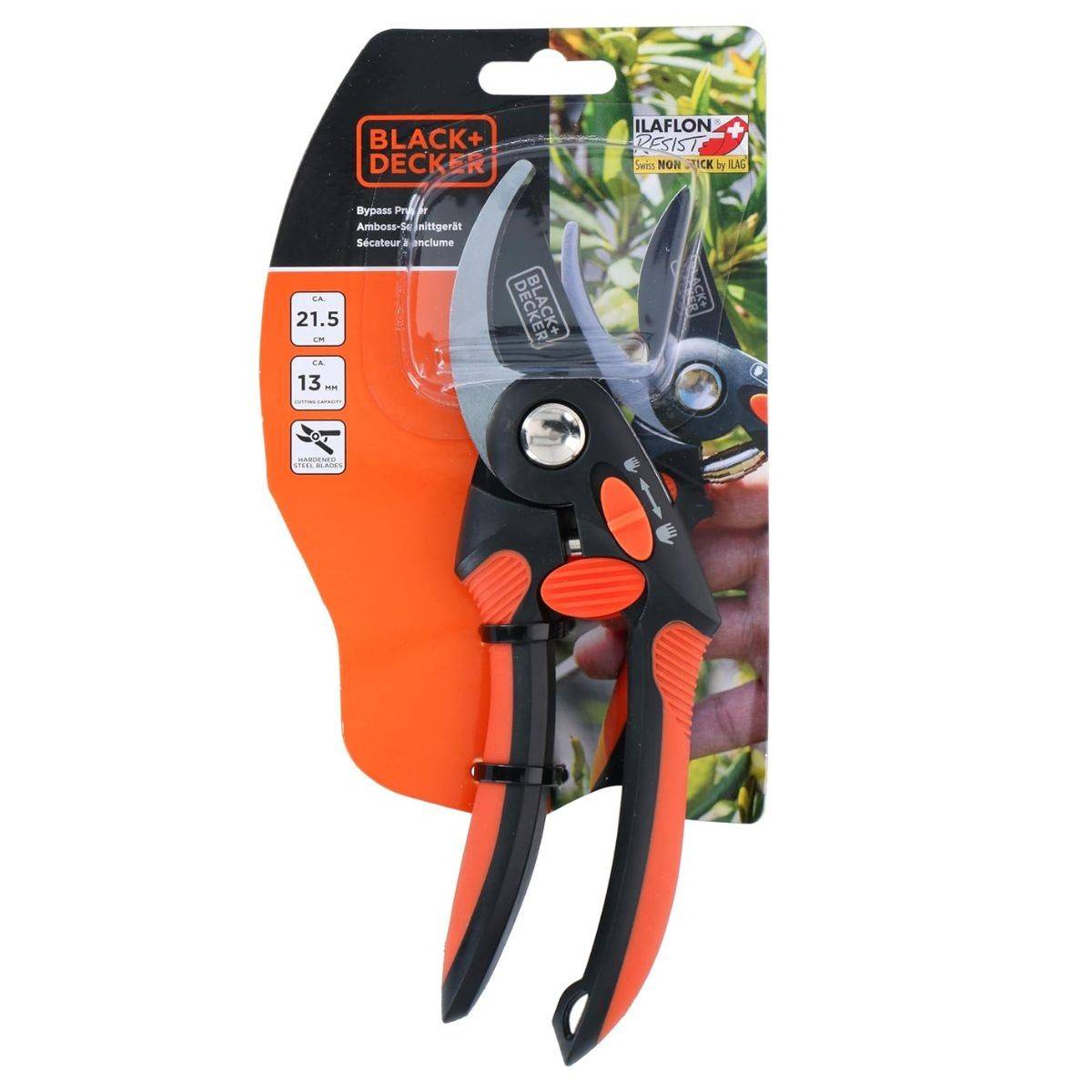 Sécateur de jardin 19.5cm Lame acier haute qualité Revetement anti-adhésif Coupe 13mm Black et Decker - Image 5