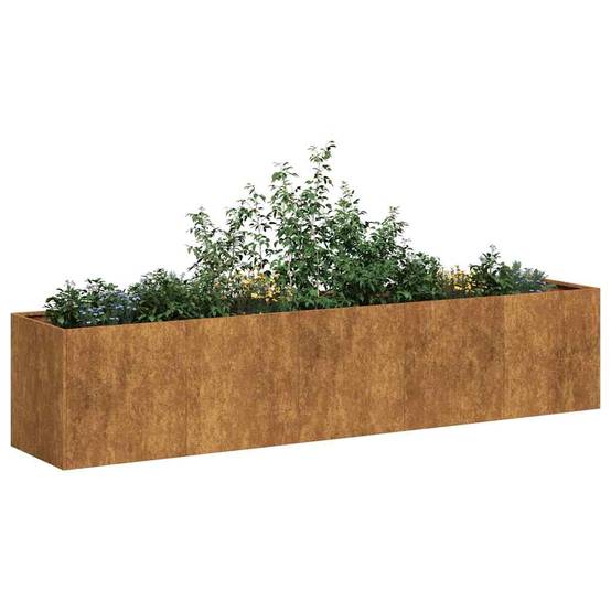 Jardinière rectangulaire Acier Corten pour jardin Effet Rouillé 200x40x40 cm – ComfortXL Outdoor Living - Image 1