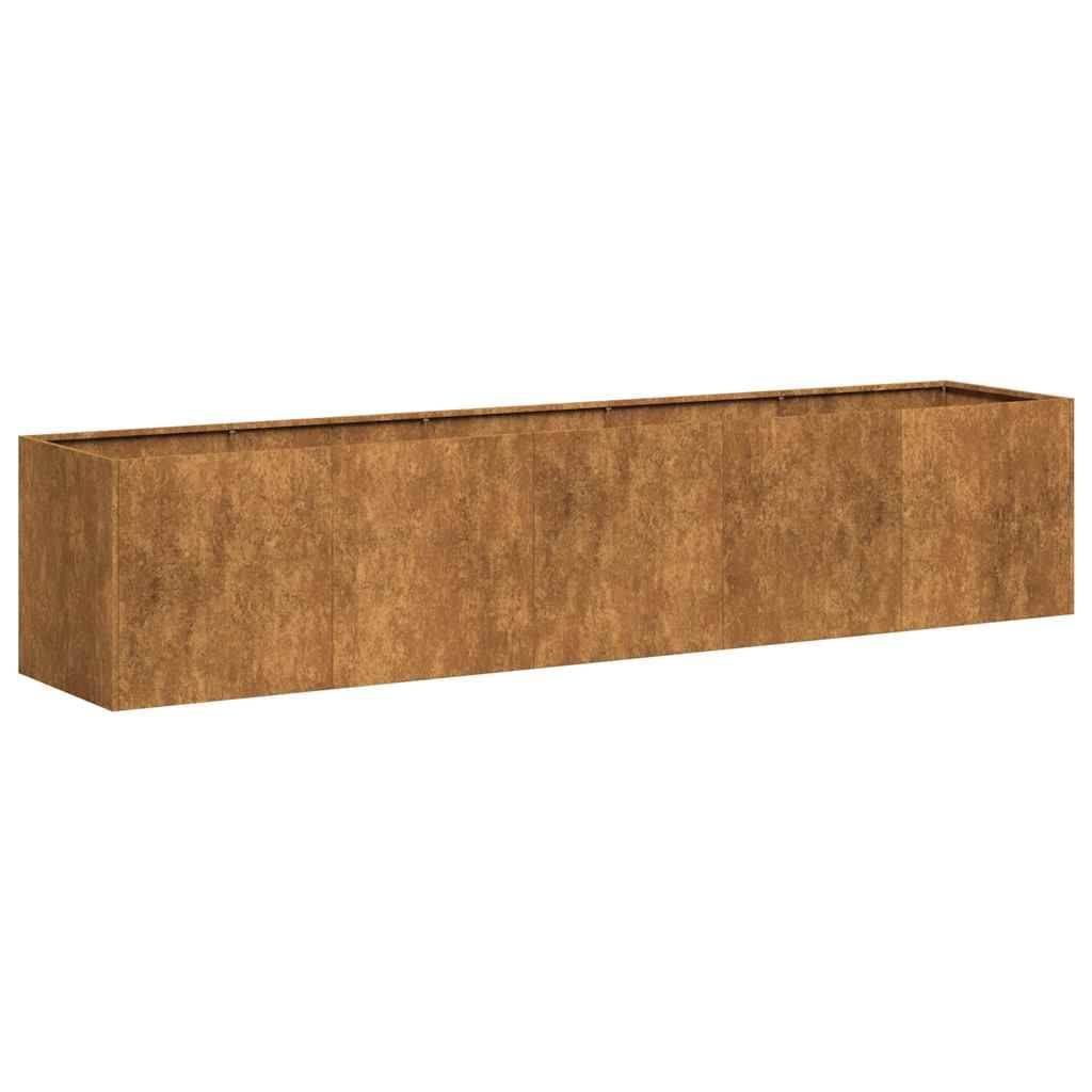 Jardinière rectangulaire Acier Corten pour jardin Effet Rouillé 200x40x40 cm – ComfortXL Outdoor Living - Image 2