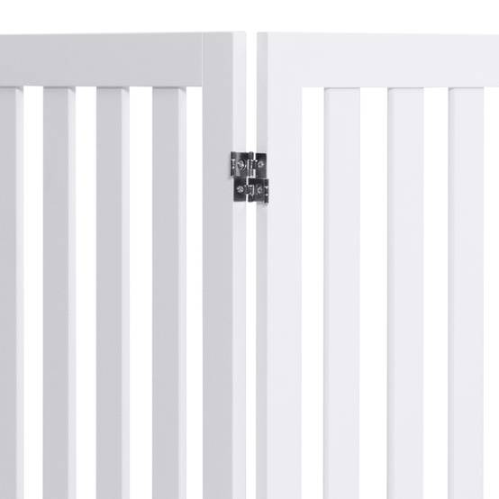 Barrière Autoportante pour Chien 2 Panneaux en Bois Charnières Métalliques à 360° Antidérapants pour Maison Escaliers Blanc - Image 9