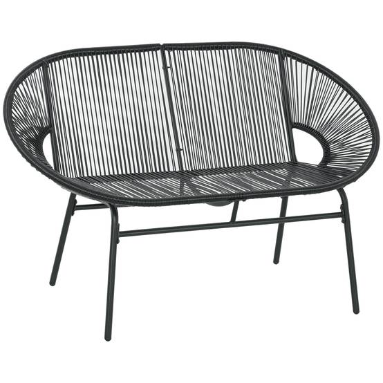Banquette de jardin résine tressée noir 132 x 72 x 83 cm - PANGIVO - Image 1
