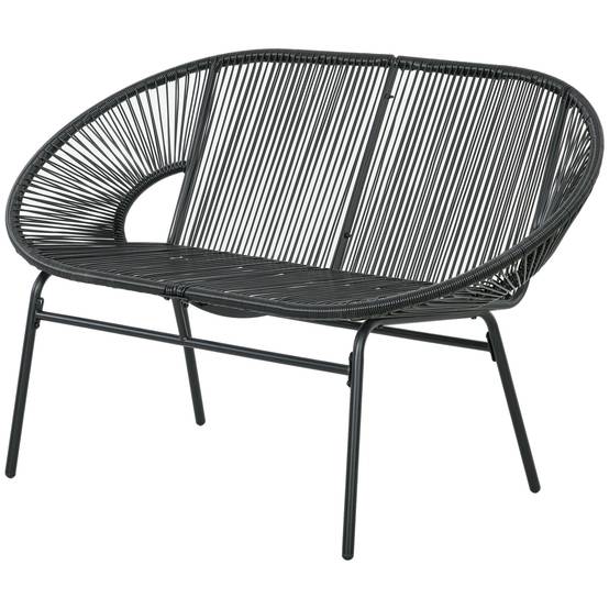 Banquette de jardin résine tressée noir 132 x 72 x 83 cm - PANGIVO - Image 2