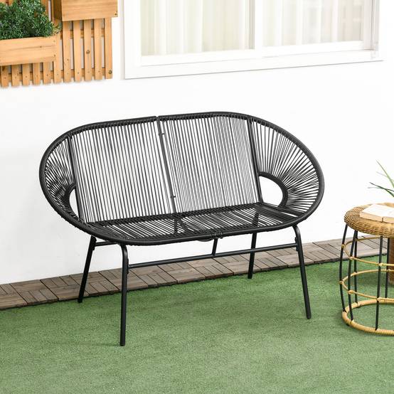 Banquette de jardin résine tressée noir 132 x 72 x 83 cm - PANGIVO - Image 4