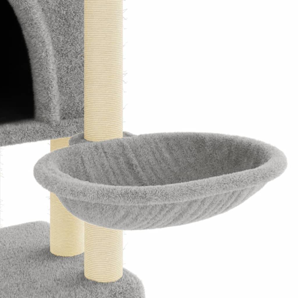 Arbre à chat bois d'ingénierie et peluche gris clair 103.5 x 90 x 180 cm - PANGIVO - Image 7