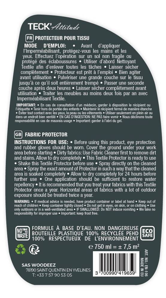 Protecteur pour tissus 750 ml - TECK'Attitude - Image 2