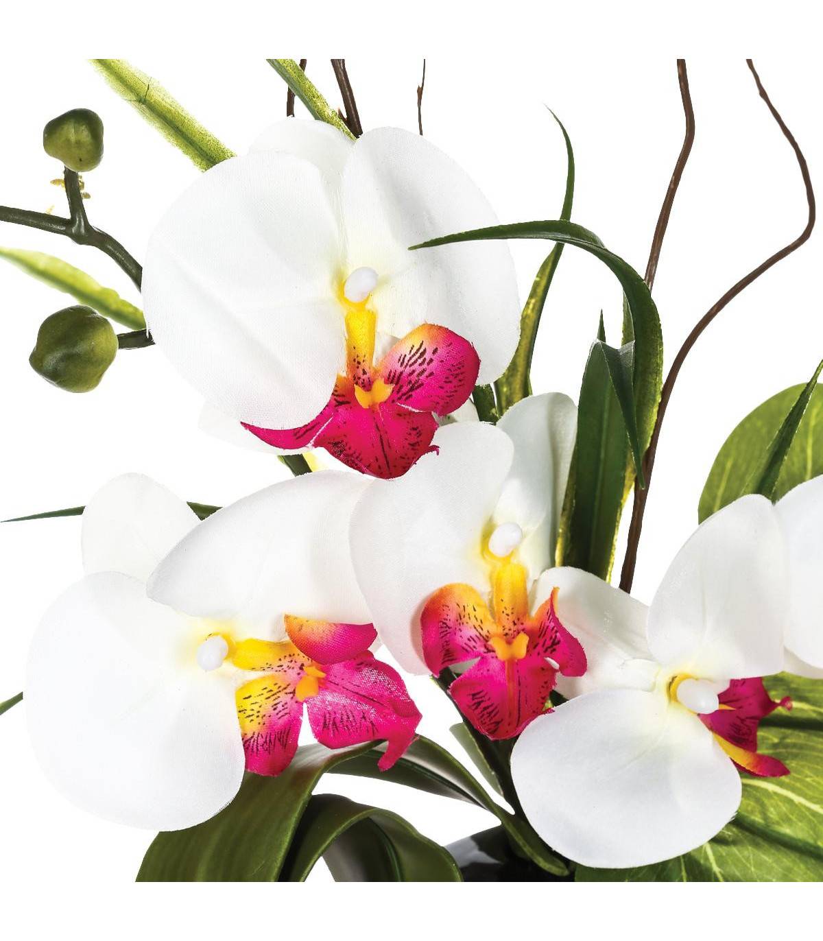 Composition florale artificielle d'orchidées avec vase céramique H 44 cm - Image 2