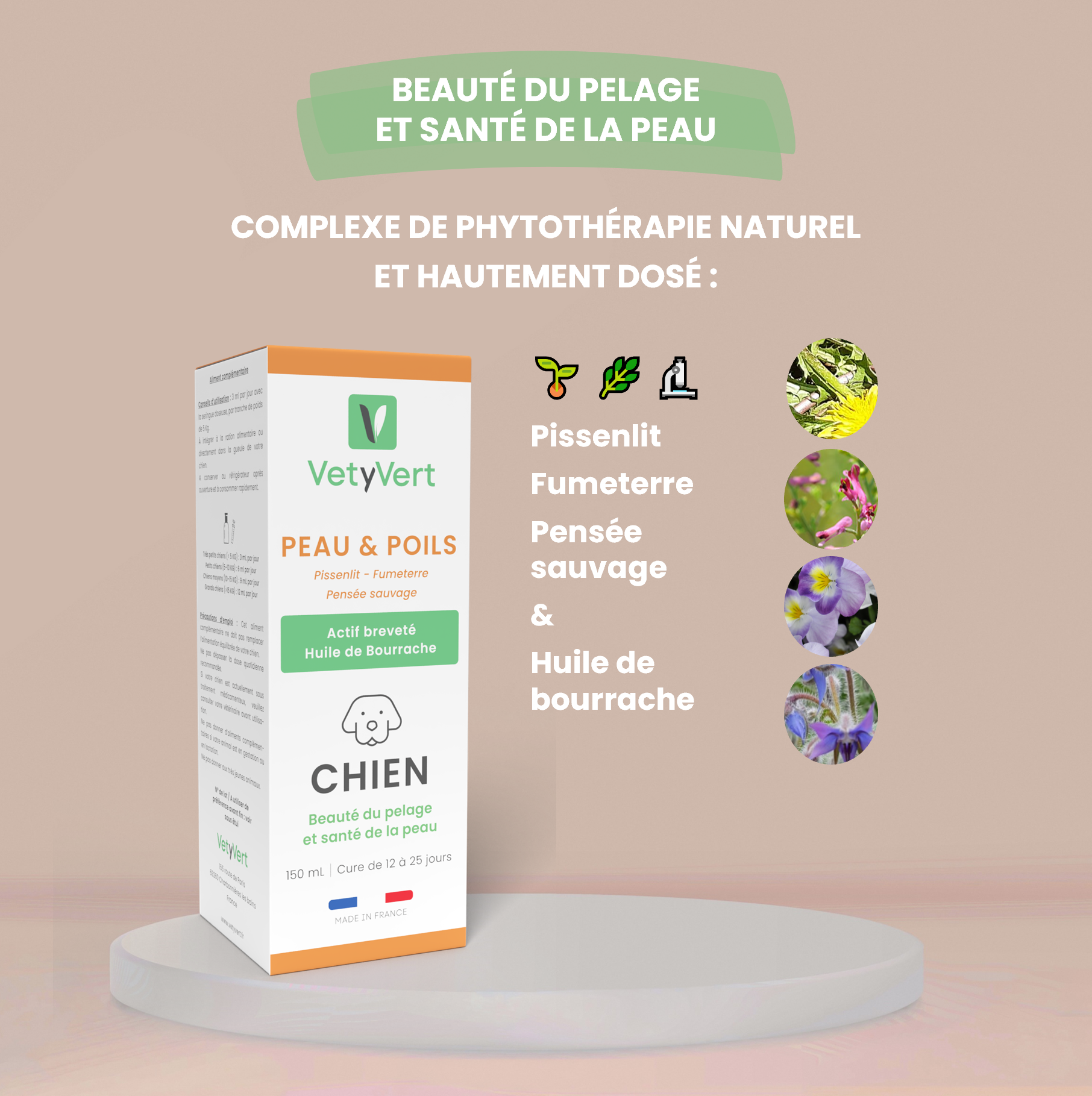 Complément alimentaire vétérinaire - Peau & Poils chien 150 mL - VetyVert - Image 3