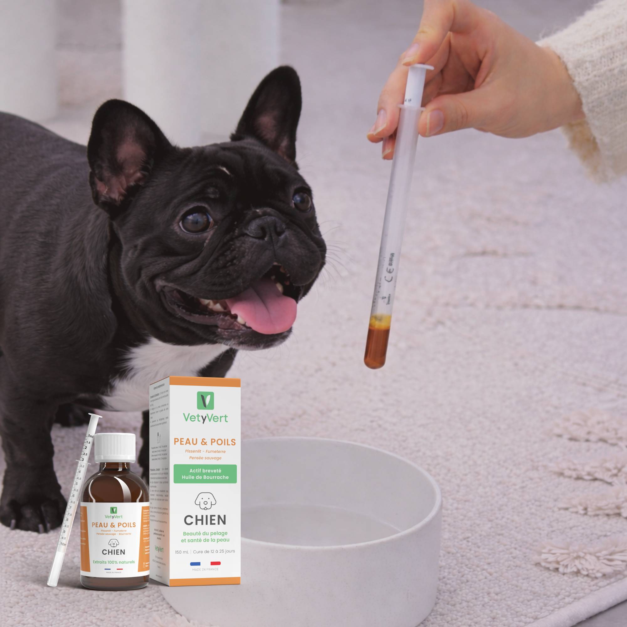 Complément alimentaire vétérinaire - Peau & Poils chien 150 mL - VetyVert - Image 2