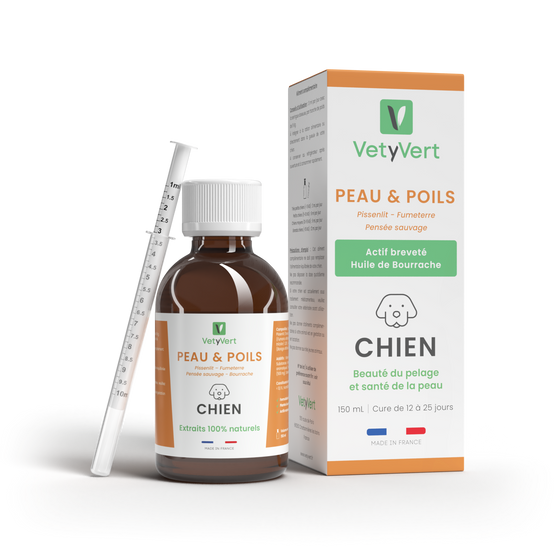 Complément alimentaire vétérinaire - Peau & Poils chien 150 mL - VetyVert - Image 1