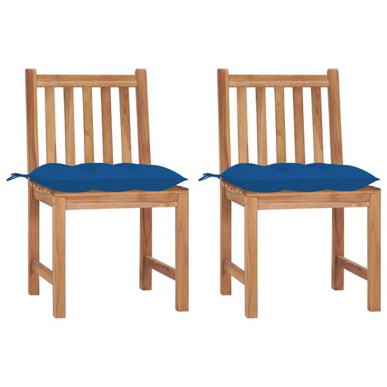 Lot de 2 chaises de jardin bois de teck bleu 50 x 53 x 90 cm - PANGIVO - Image 1
