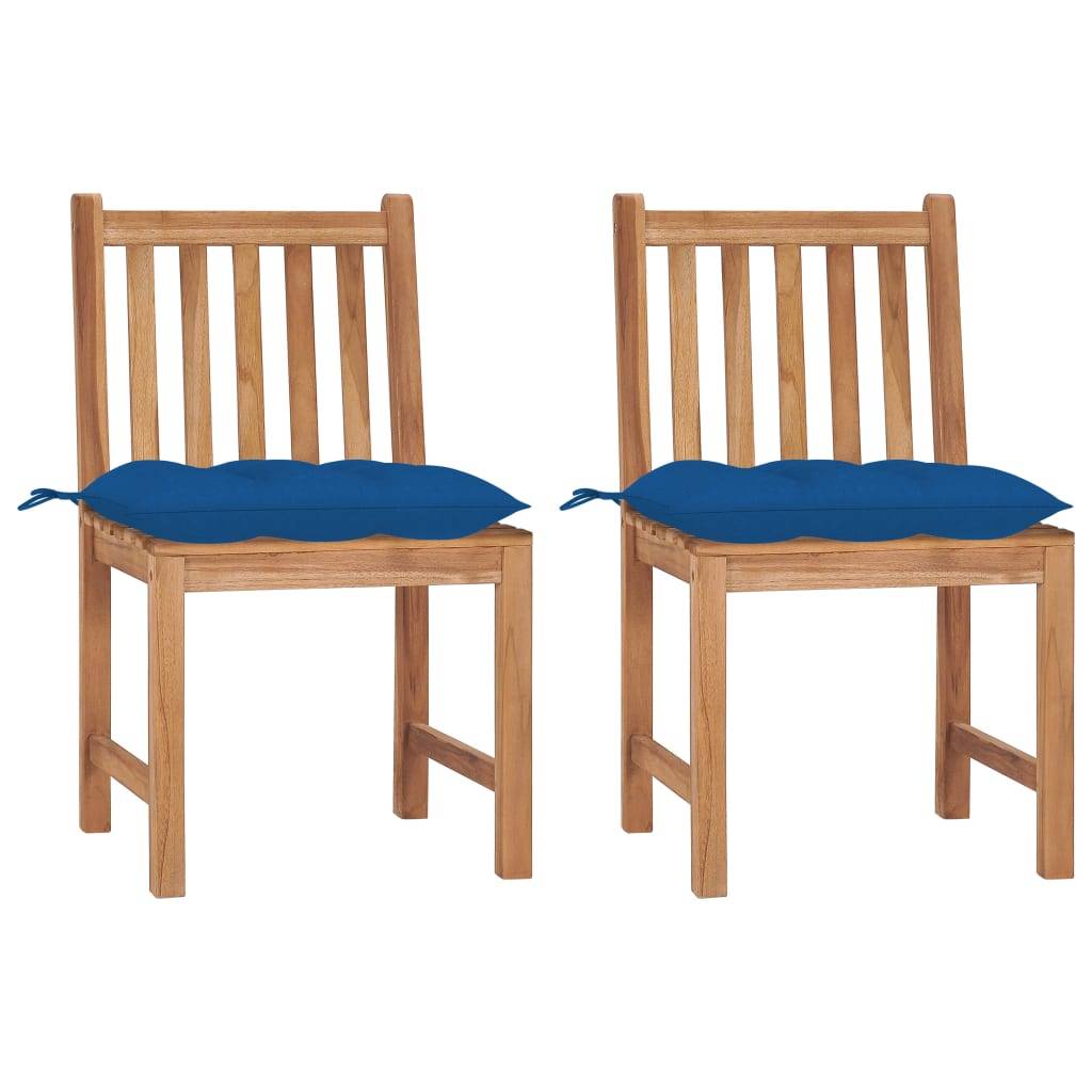 Lot de 2 chaises de jardin bois de teck bleu 50 x 53 x 90 cm - PANGIVO - Image 1