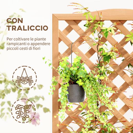 Jardinière surélevée avec treillis bois sapin extérieur large bac 76x170cm marron - ComfortXL Outdoor Living - Image 7
