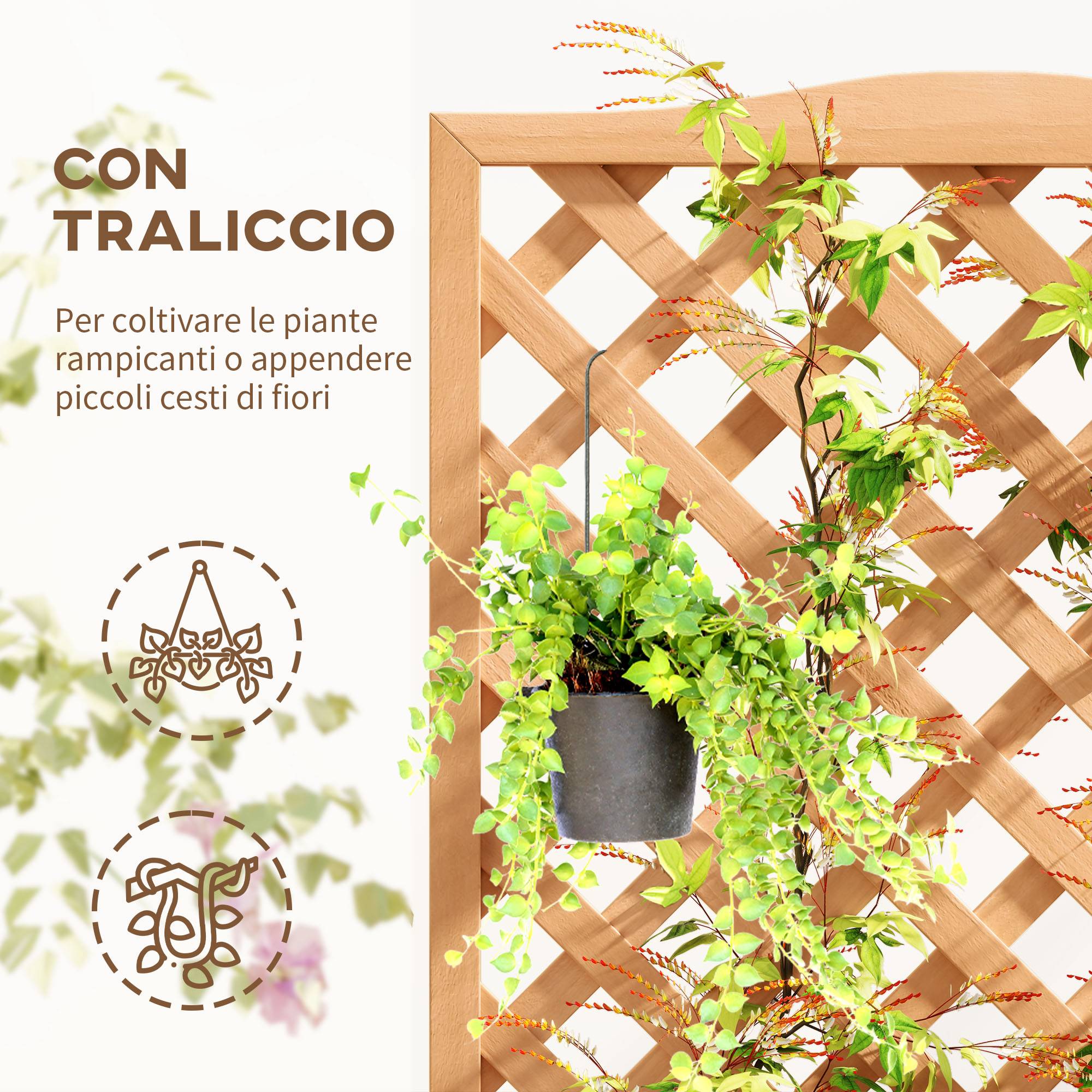 Jardinière surélevée avec treillis bois sapin extérieur large bac 76x170cm marron - ComfortXL Outdoor Living - Image 7