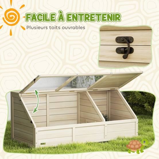 Enclos pour tortue bois naturel 120 x 55 x 50 cm - PANGIVO - Image 9