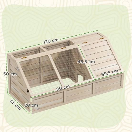 Enclos pour tortue bois naturel 120 x 55 x 50 cm - PANGIVO - Image 5