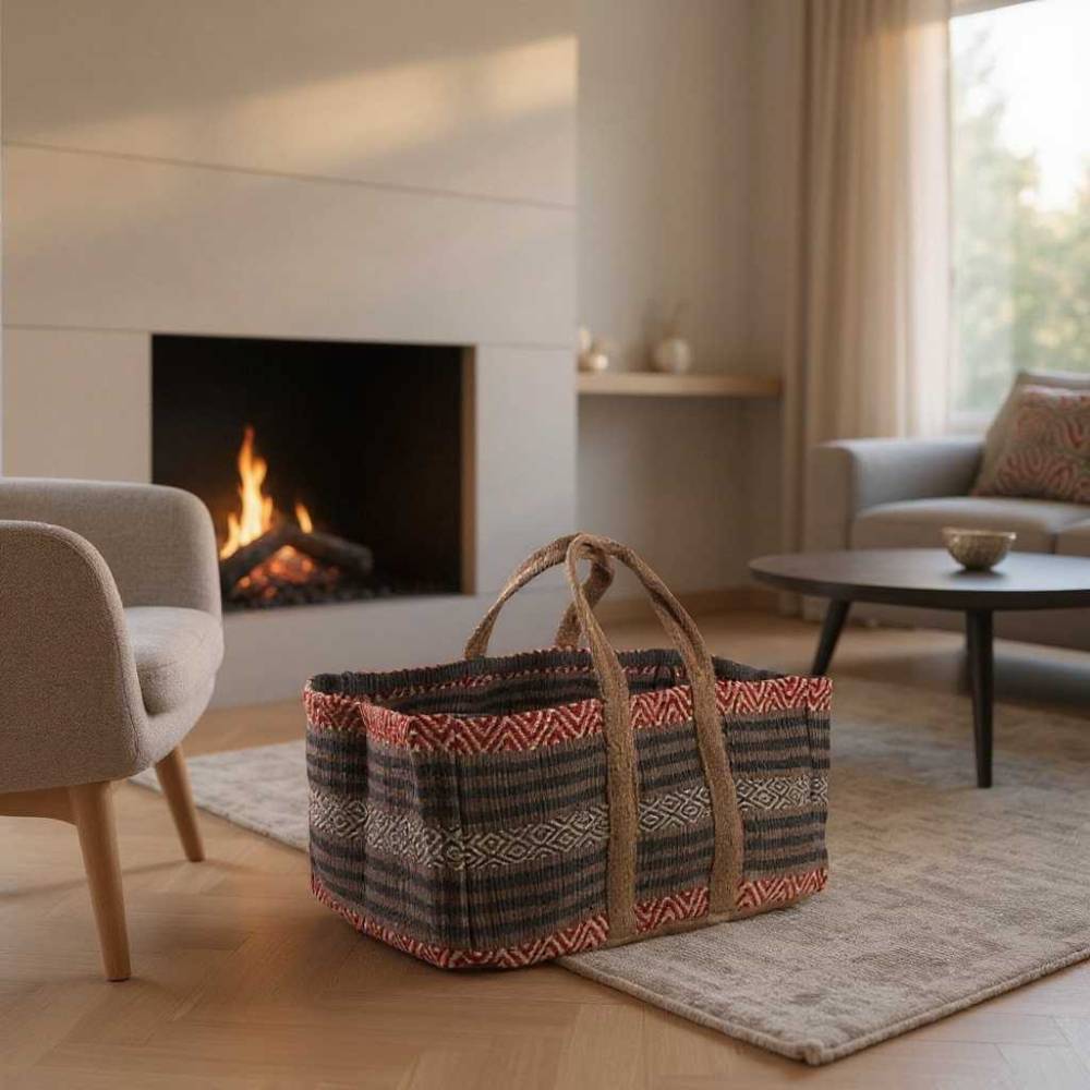 Aubry Gaspard - Sac à bûches en toile de jute épaisse Pampa - Image 2