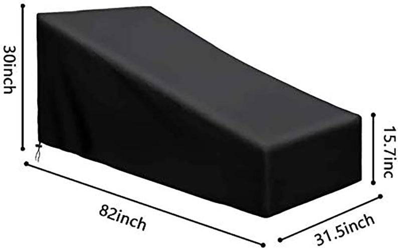 IntiMeg - Housse de protection d'extérieur,Housse pour Chaise Longue Jardin Tissu Oxford 420D,208x76x79x41cm,noir IntiMeg - Image 2