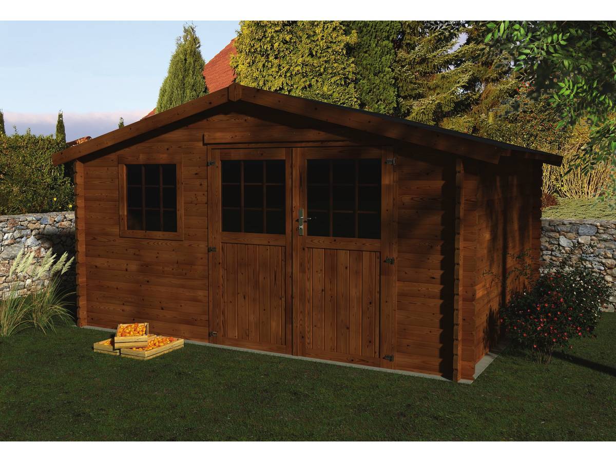 Habitat Et Jardin - Abri Jardin Bois "valerian" - 11.86 M² - 3.98 X 2.98 X 2.29 M - 34 Mm - Traité Marron -decor Et Jardin - Image 2