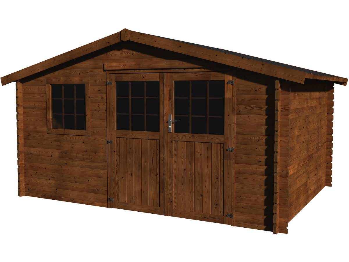Habitat Et Jardin - Abri Jardin Bois "valerian" - 11.86 M² - 3.98 X 2.98 X 2.29 M - 34 Mm - Traité Marron -decor Et Jardin - Image 1