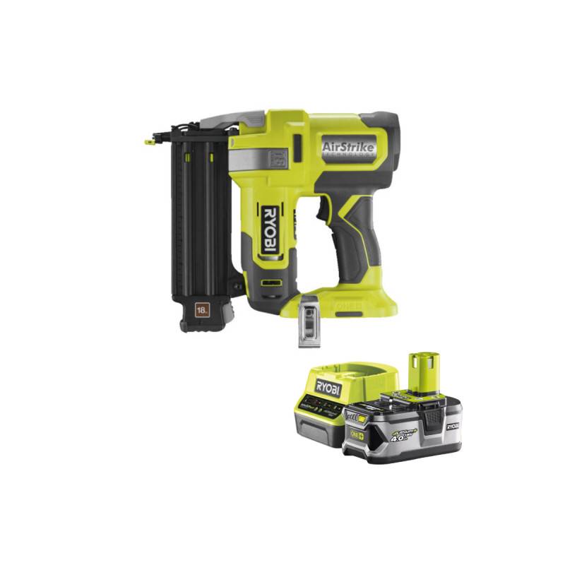 Ryobi - Pack RYOBI Cloueur d'assemblage air comprimé 18V One+ R18GN18-0 - 1 Batterie 4.0Ah - 1 Chargeur rapide RC18120-140 - Image 1