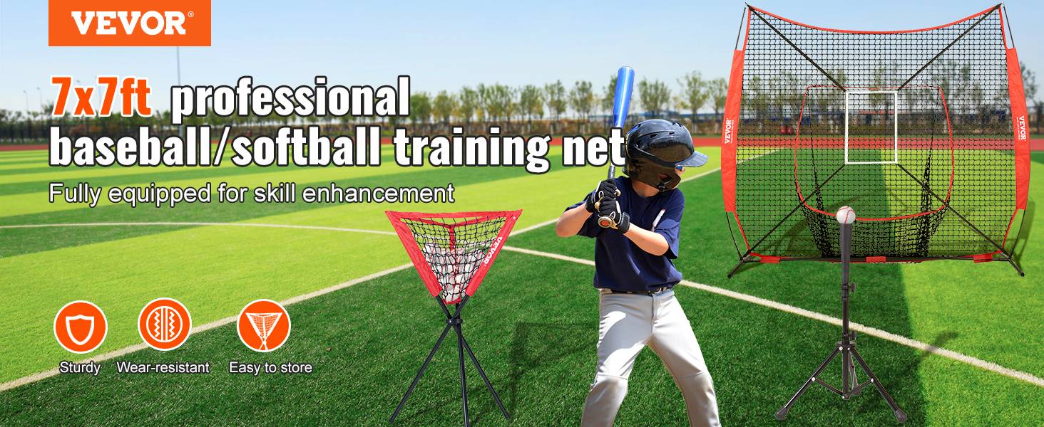 Vevor - VEVOR Filet entraînement baseball 244x211 cm, 12 balles, tee, collecteur. - Image 9