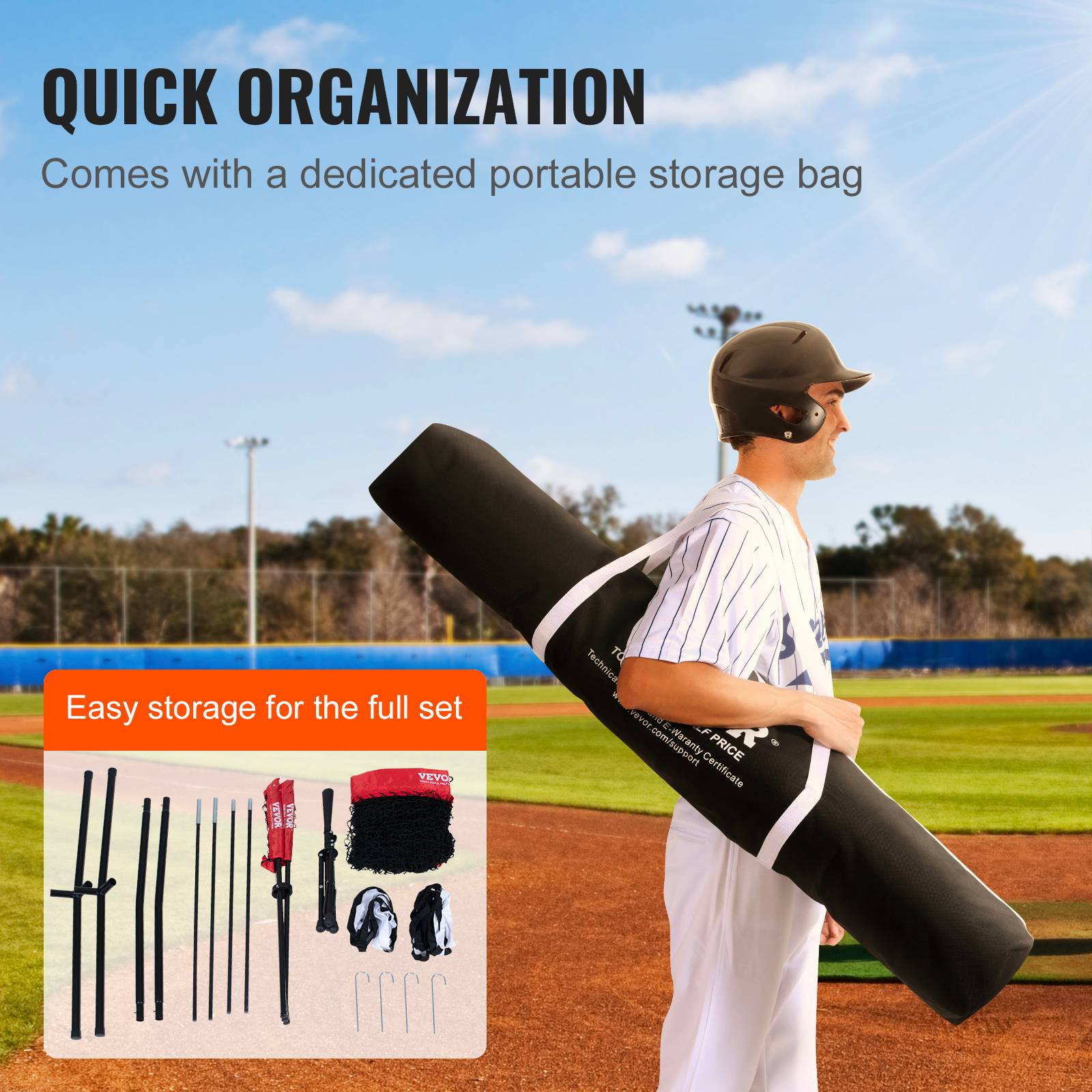 Vevor - VEVOR Filet entraînement baseball 244x211 cm, 12 balles, tee, collecteur. - Image 6