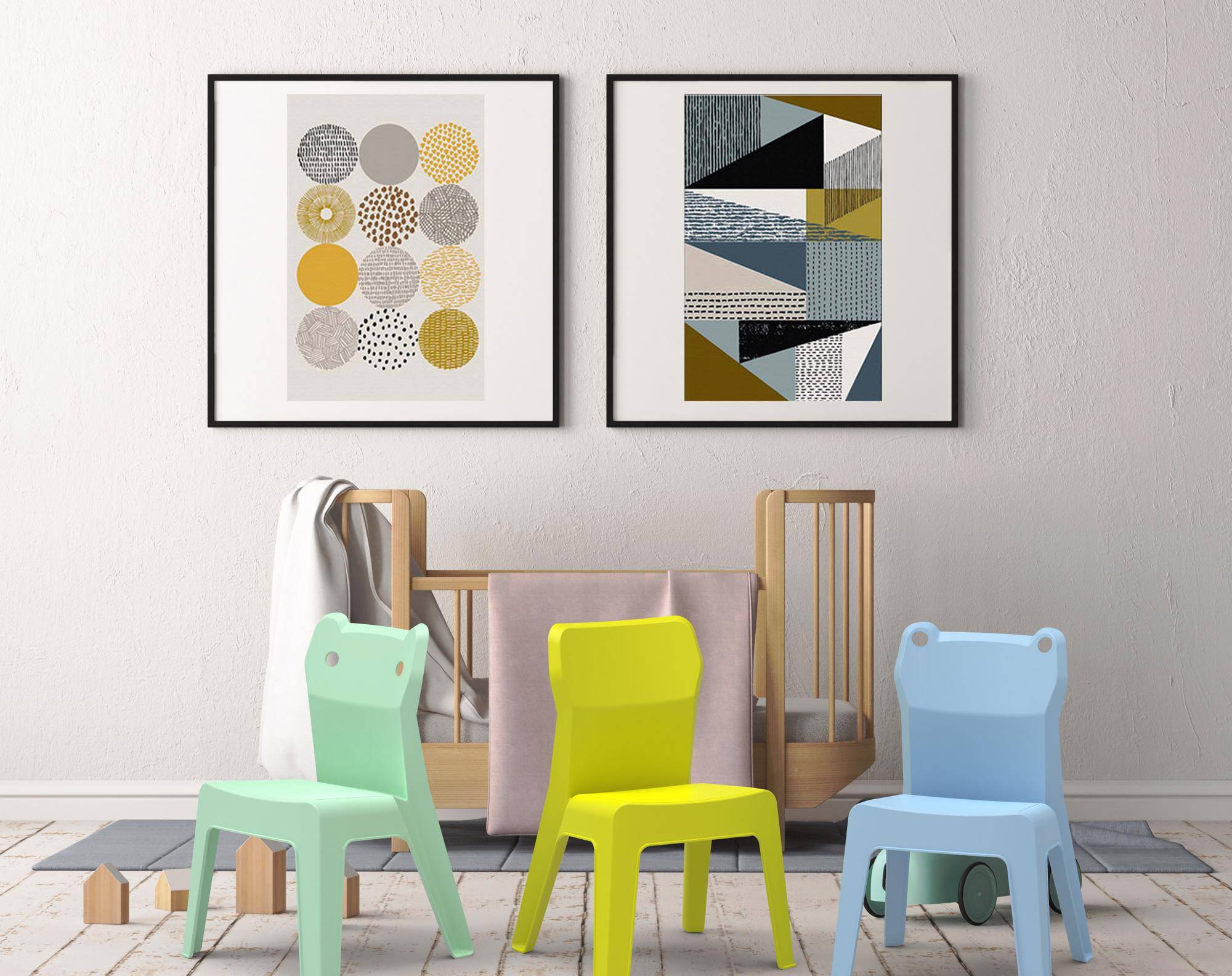 Set 2+1 chaises-table pour enfants intérieur, extérieur bleu ciel JAN garbar - Image 2