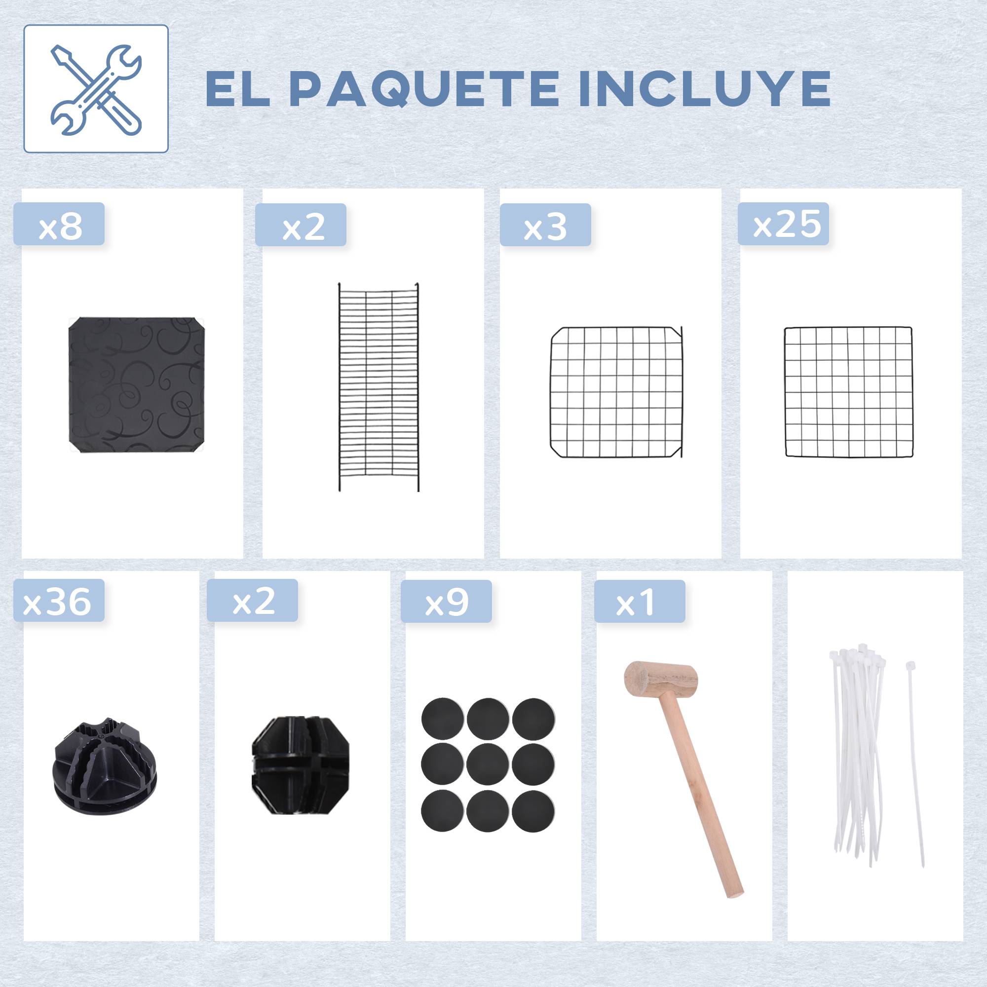 Cage Modulaire 3 Niveaux Métal Rongeurs Lapins Rampes Incluses 70x70x105cm Noir - ComfortXL Outdoor Living - Image 8