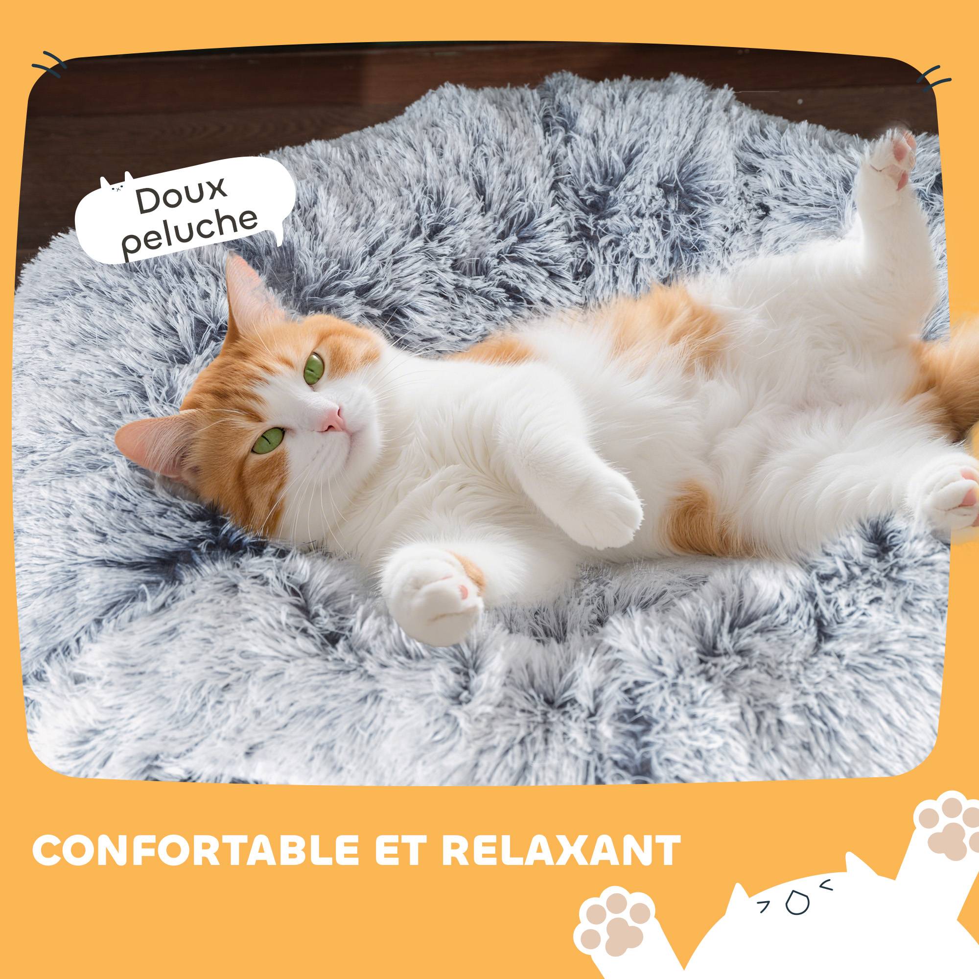 Sans Marque - Tunnel pour Chat Intérieur avec Lit de Chat en Forme de Donut, Coussin Circulaire Lavable, 90x80x27cm, Gris Clair - Image 7