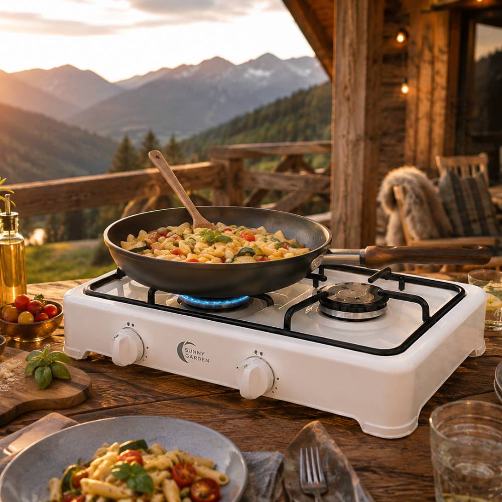 Divers - Gazinière transportable 2 feux acier émaillé blanc 1200 W / 1400 W - Image 4