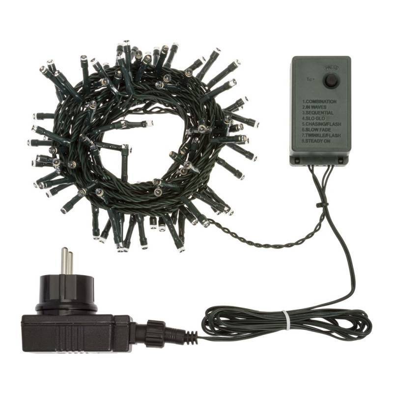 Lotti - Guirlande lumineuse 5M 100 LED blanc chaud 8 modes Timer câble vert 24V IP44 Lotti - Image 3