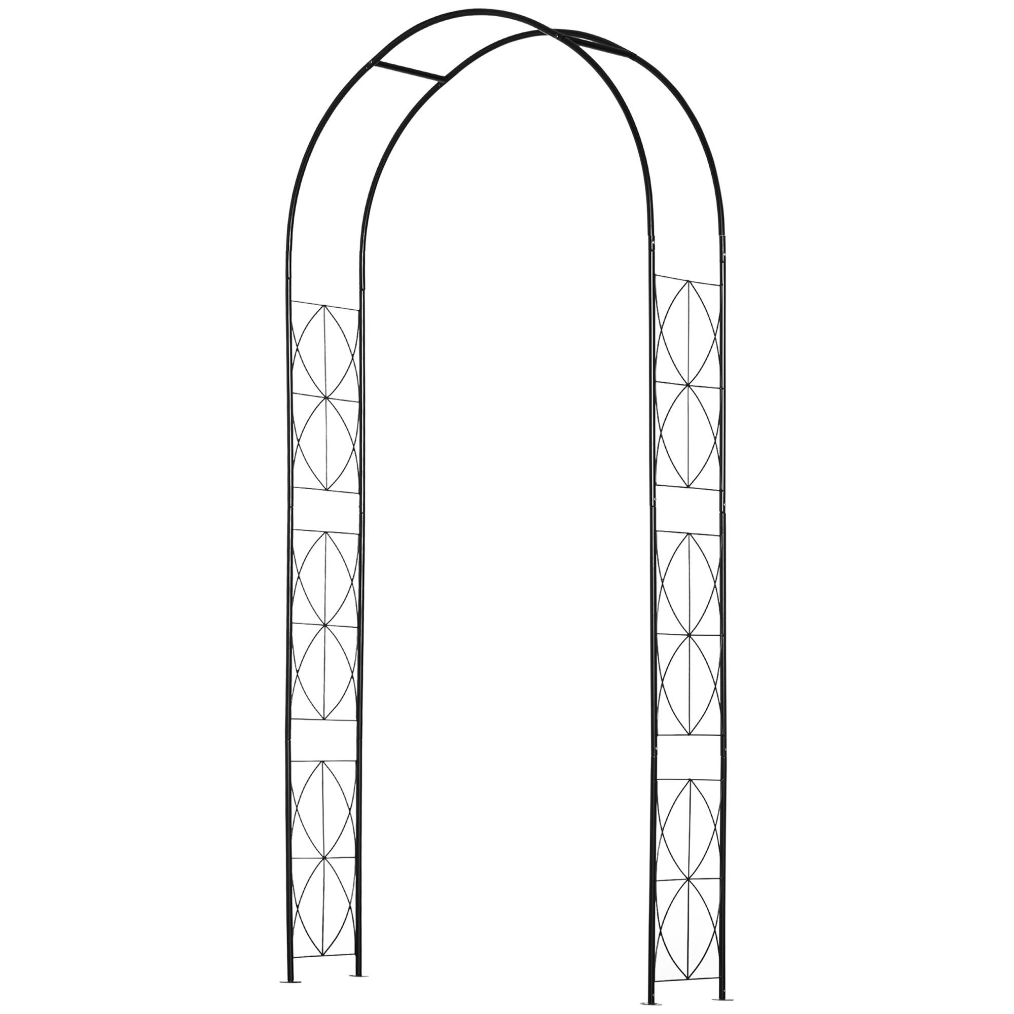 Arche de jardin métal plantes grimpantes support décoratif 114x30x230cm noir - ComfortXL Outdoor Living - Image 2
