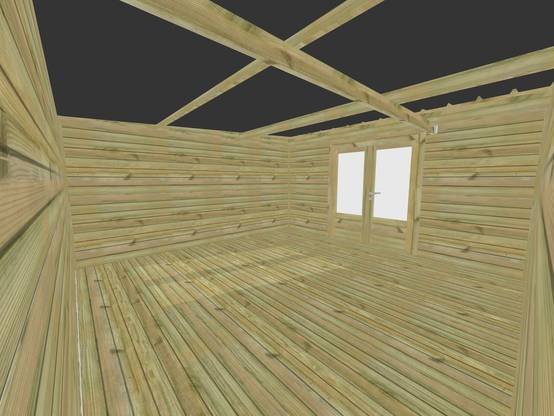 ABRI DE JARDIN bois autoclave 27mm - 4,34x4,34m / 19m2 - Bac acier - Plancher bois - Image 5