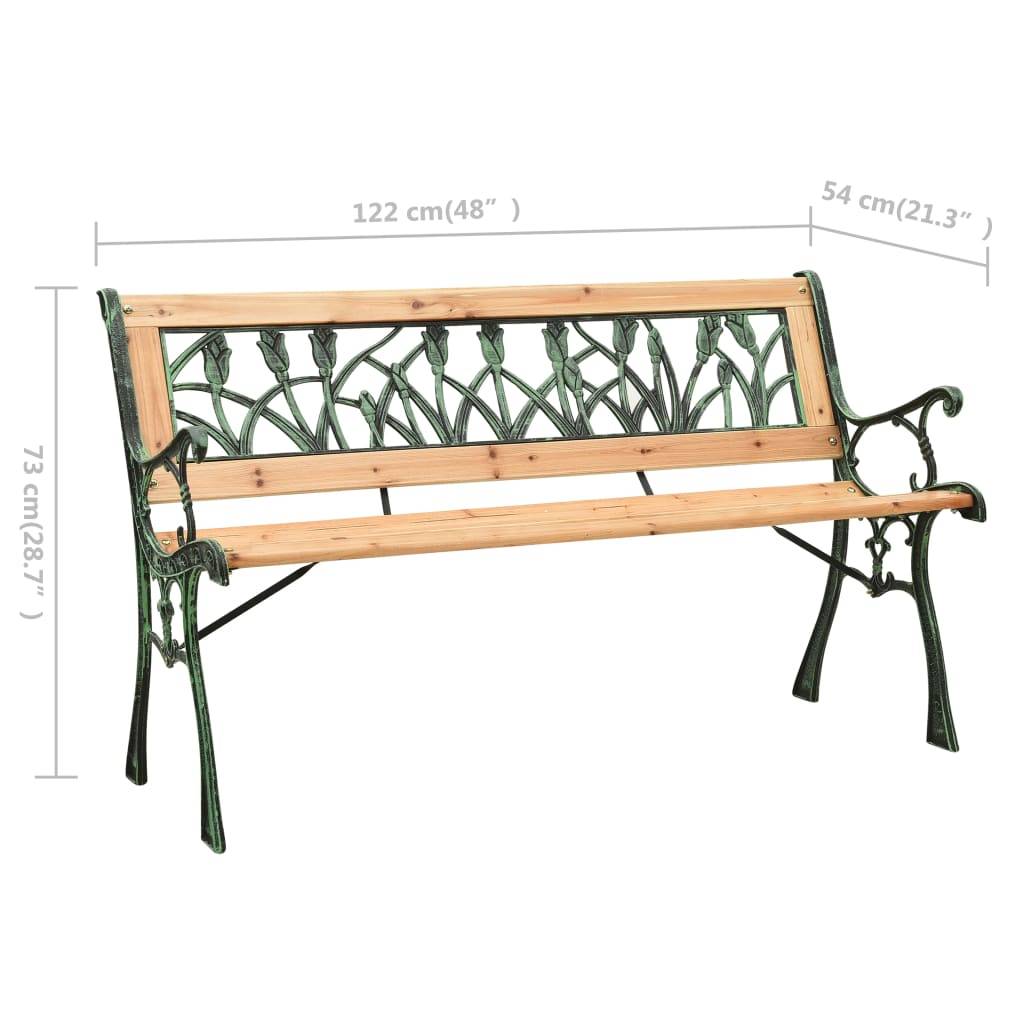 PANGIVO - Banc de jardin bois et fonte naturel 122 x 54 x 73 cm, Poids:12.8kg - PANGIVO - Image 6