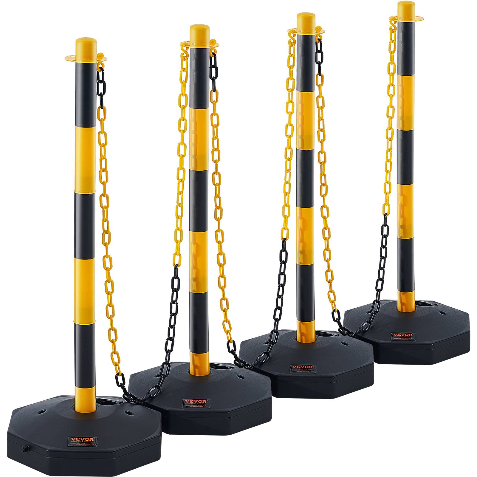 Vevor - VEVOR 4PCs Poteaux de Signalisation Cône de Signalisation sur Socle Chaîne 2,4 m - Image 1