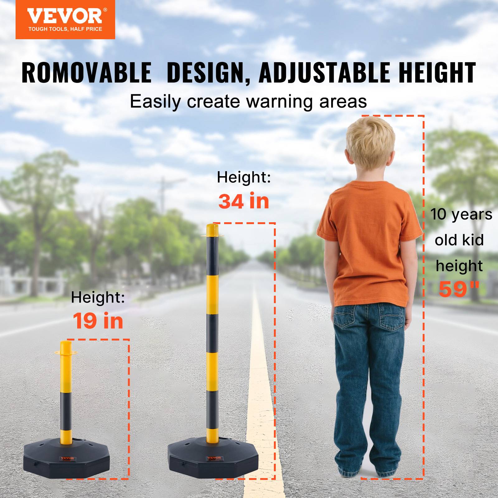 Vevor - VEVOR 4PCs Poteaux de Signalisation Cône de Signalisation sur Socle Chaîne 2,4 m - Image 2