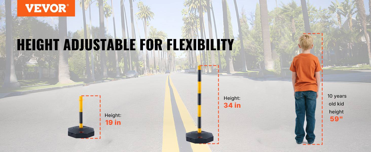 Vevor - VEVOR 4PCs Poteaux de Signalisation Cône de Signalisation sur Socle Chaîne 2,4 m - Image 9